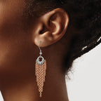 Stainless Steel Rose Gold-Tone Polished Drop Dangle Earrings for Women
