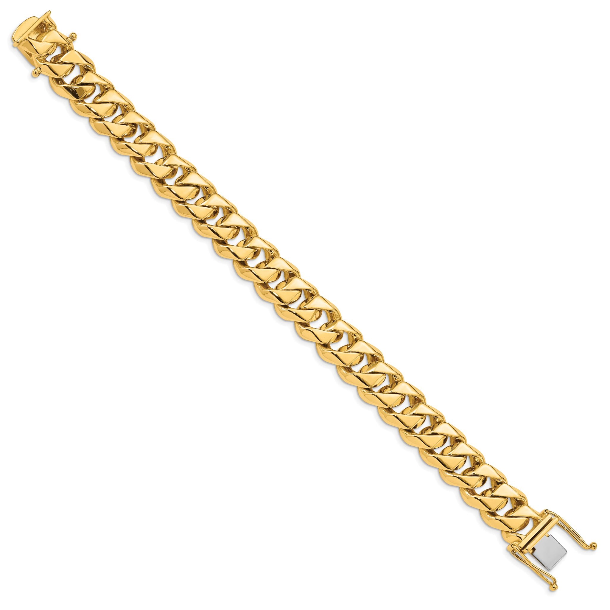 14K 8 inch 14mm Hand Polished Fancy Traditional Link with Box Catch Clasp Bracelet Secondary image
