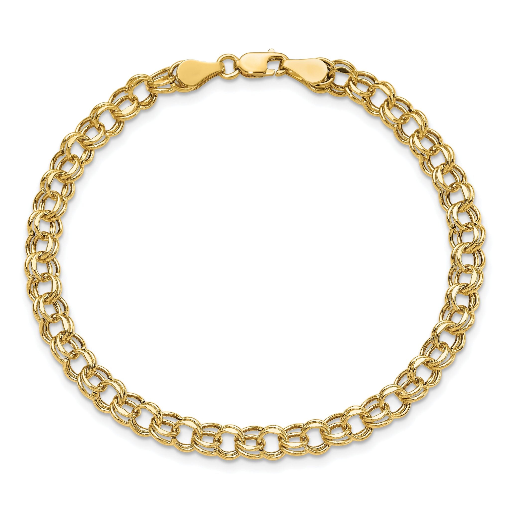 14k Lite 5mm Double Link Charm Bracelet