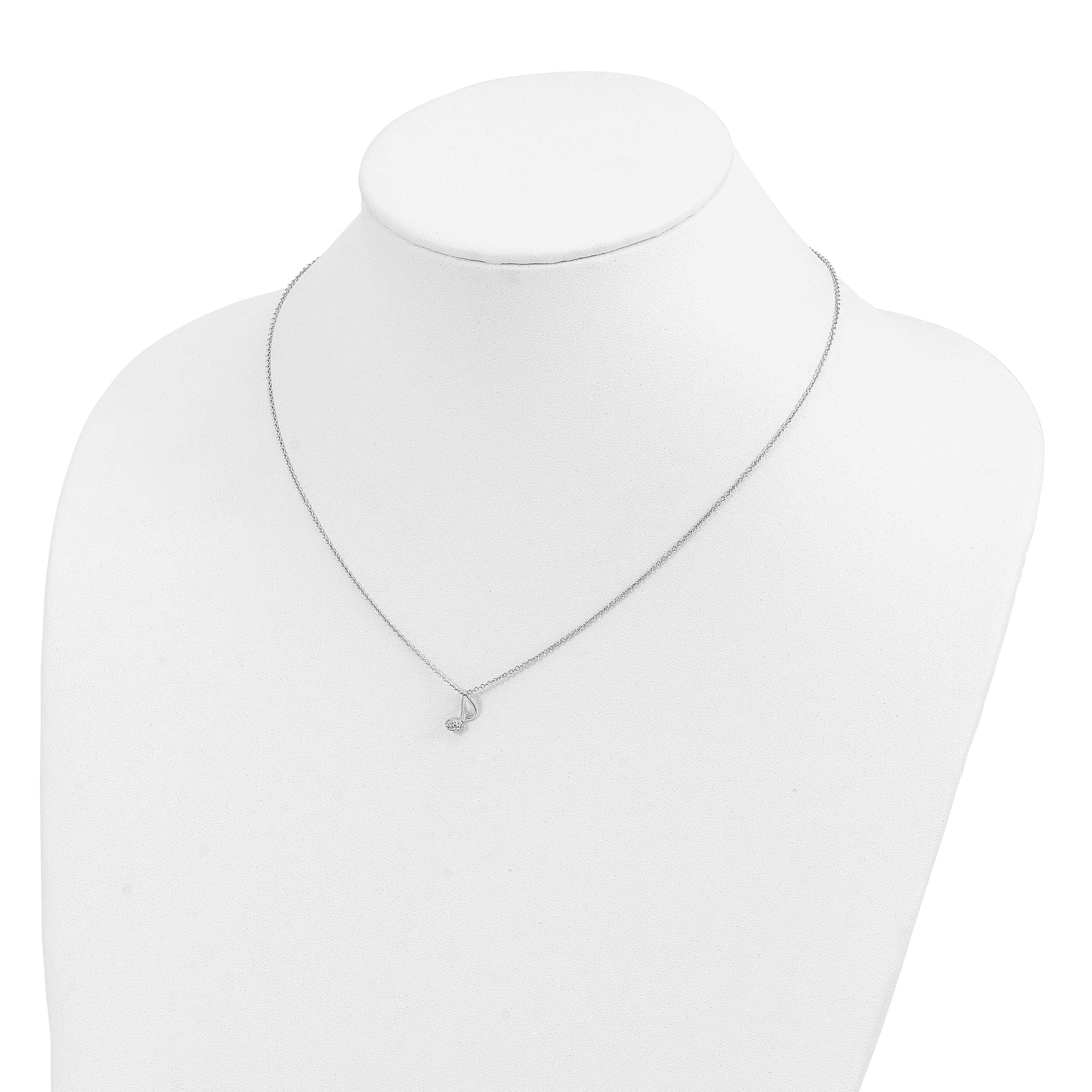 Cheryl M Sterling Silver Rhodium-plated Polished CZ Music Note 16 Inch with 2 Inch Extension Necklace