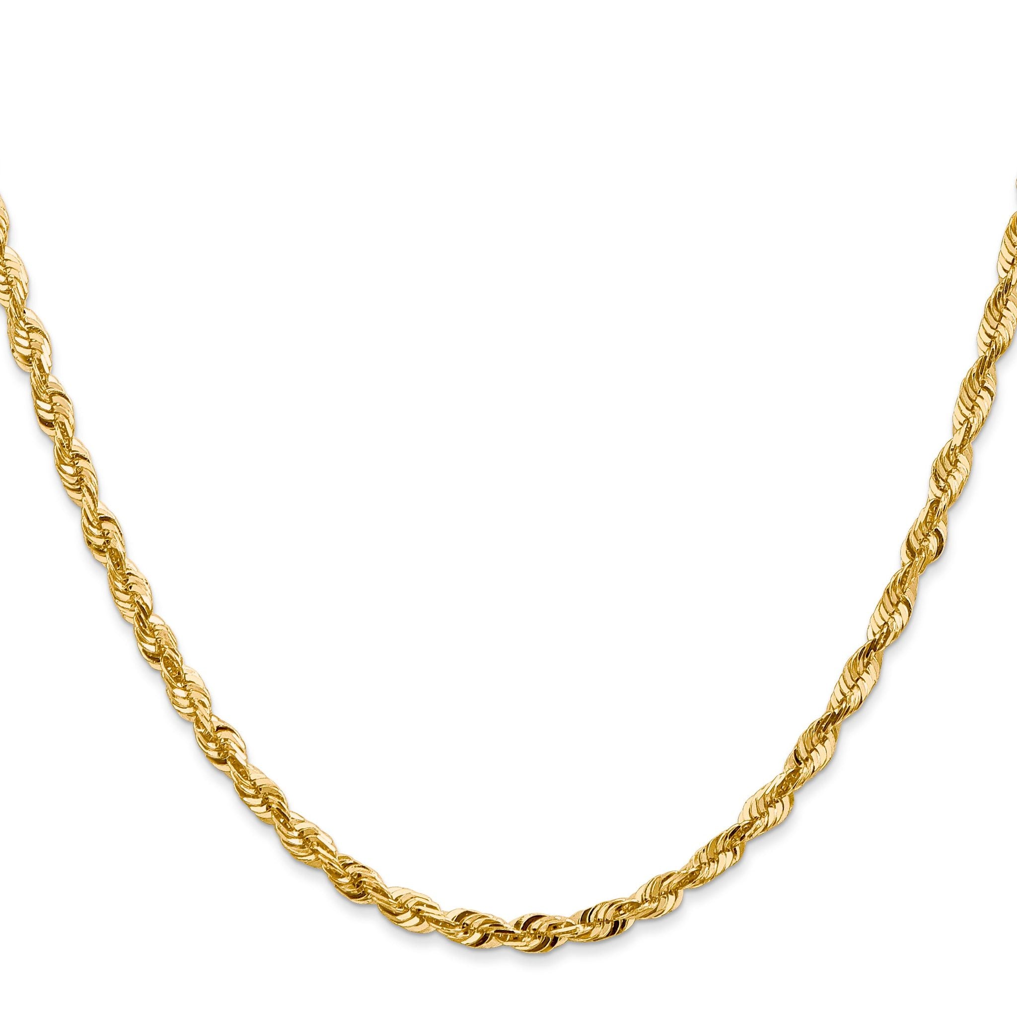 10K Yellow Gold Solid Diamond-Cut Rope Chain Necklace 3.5mm Secondary image