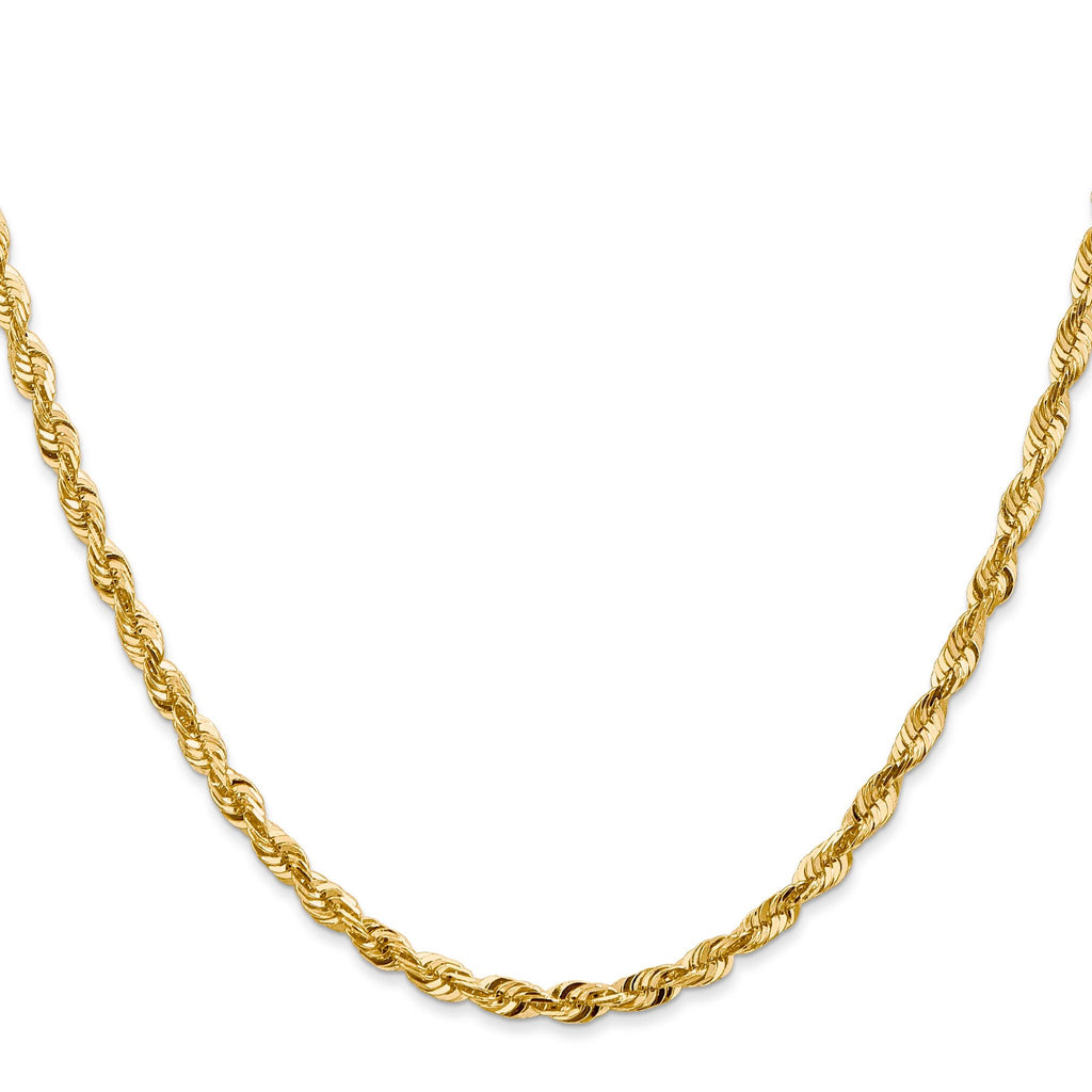 10K Yellow Gold Solid Diamond-Cut Rope Chain Necklace 3.5mm