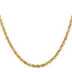 10K Yellow Gold Solid Diamond-Cut Rope Chain Necklace 3.5mm
