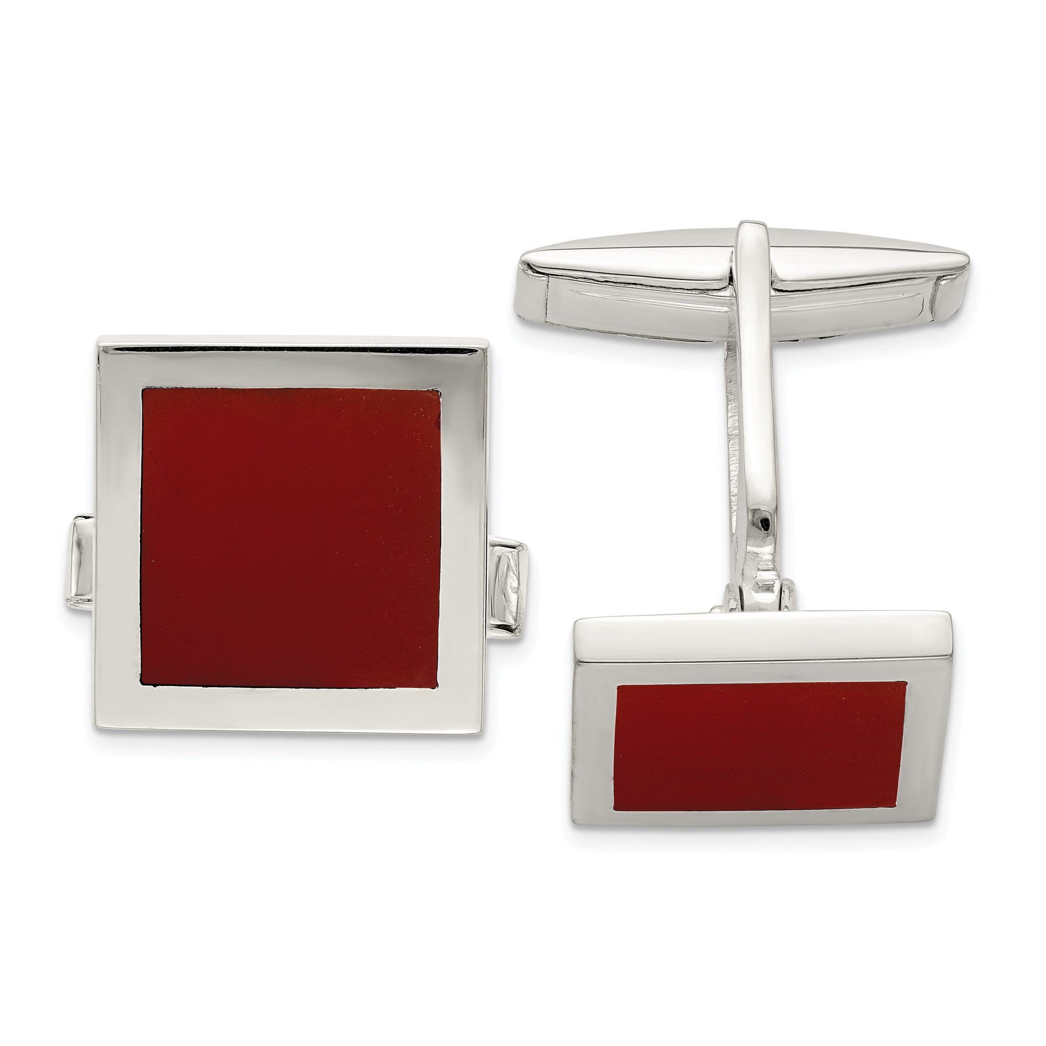 Sterling Silver Red Agate Cuff Links Main image