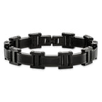 Stainless Steel Brushed and Polished Black IP-plated Link Bracelet for Men