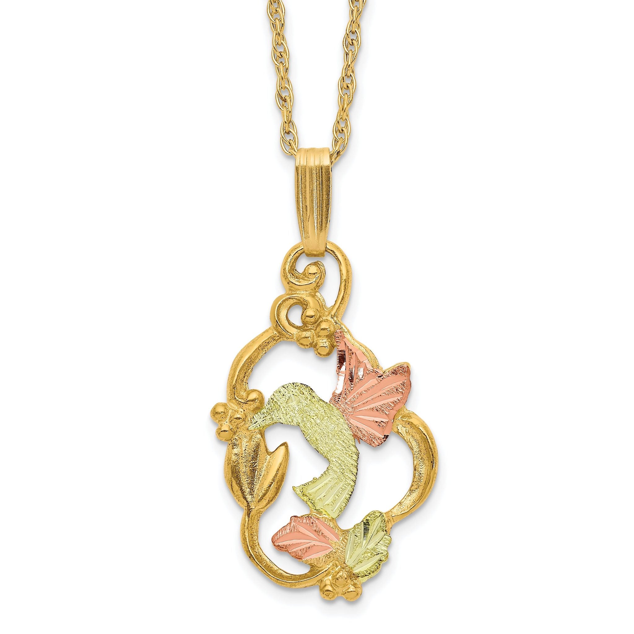 10K Tri-Color Black Hills Gold Necklace with Themed Pendant Elegant Design Main image