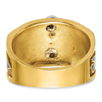 14k Two-tone Men's Polished and Textured with Blue and Black Enamel Diamond Blue Lodge Master Masoni