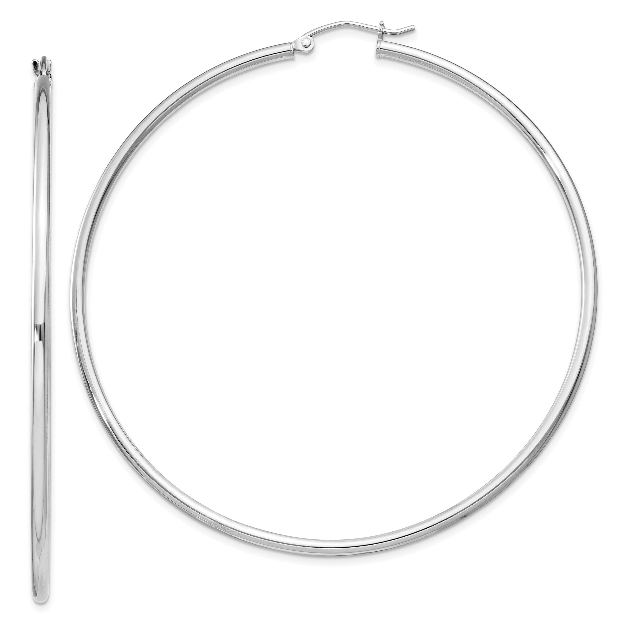 Sterling Silver Rhodium-plated 2mm Round Hoop Earrings Main image