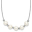 Sterling Silver Rhodium-plated 7-8mm Semi-Round White Freshwater Cultured Pearl and Beads 16 inch with 2 inch Extender Necklace