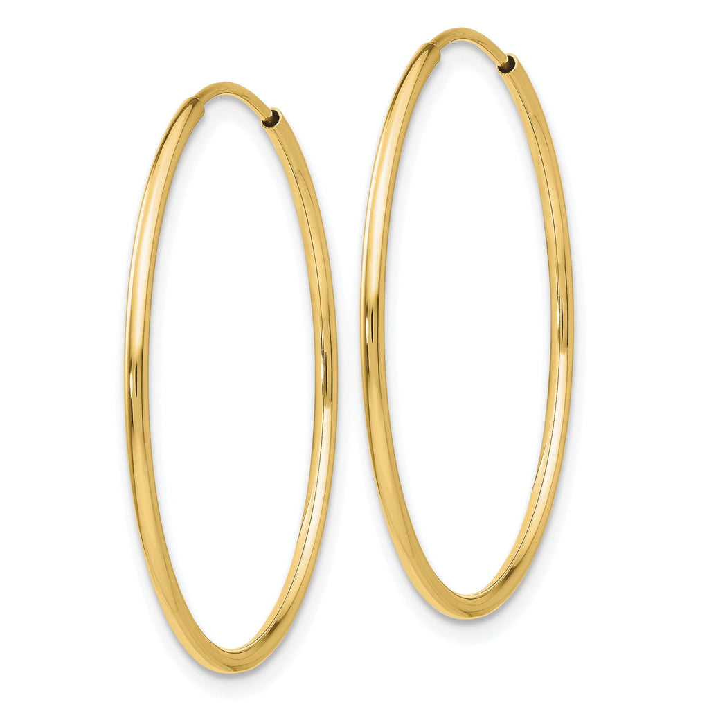 10K Gold Polished Endless Hoop Earrings with Hidden Wire Closure 30mm