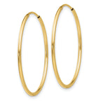 10K Gold Polished Endless Hoop Earrings with Hidden Wire Closure 30mm