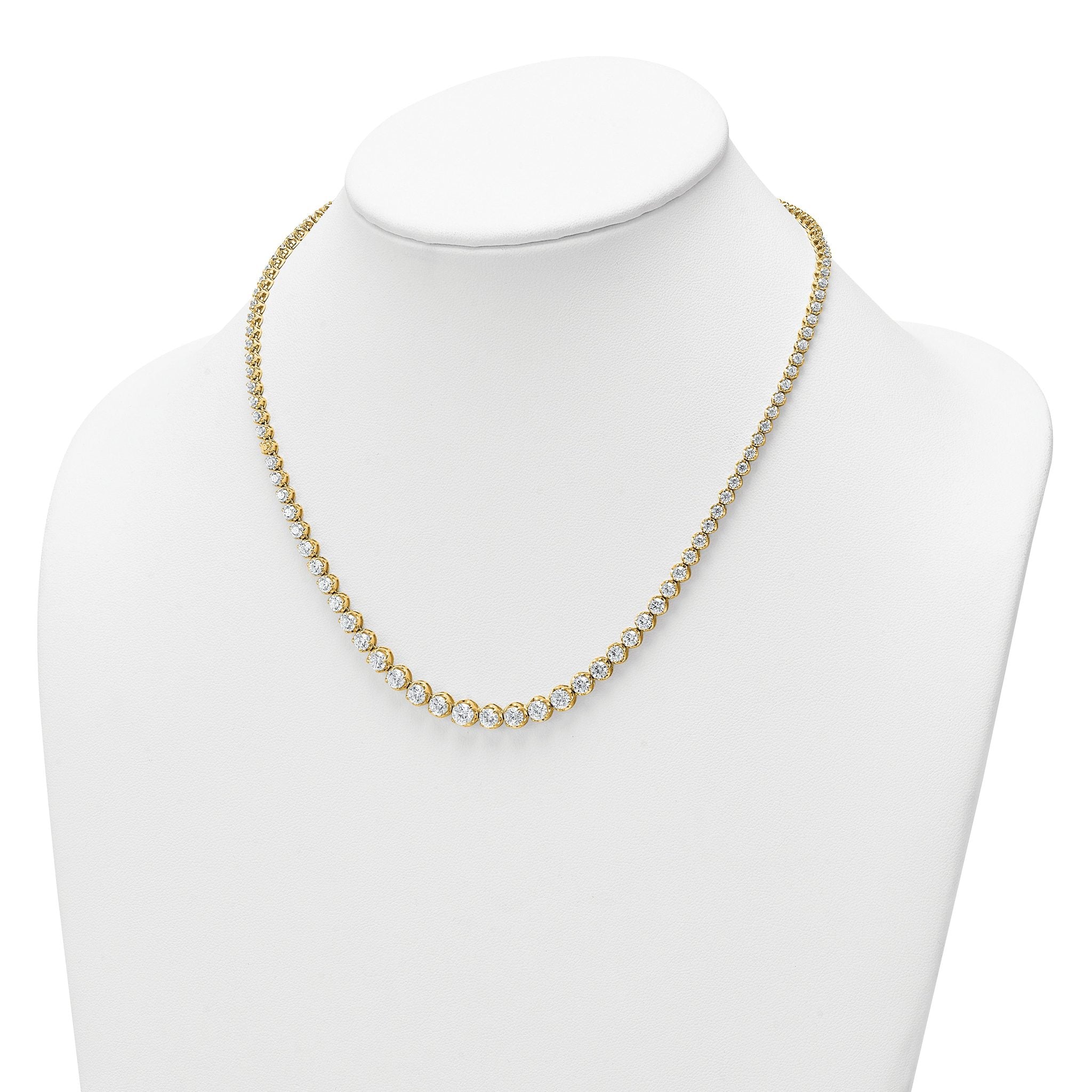 14k 10 1/2 carat Certified Lab Grown Diamond VS+ F+ Complete Round 16 inch Graduated Tennis Necklace