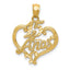 14K Gold Heart Pendant for 15 ANOS with Diamond-Cut Polished Finish