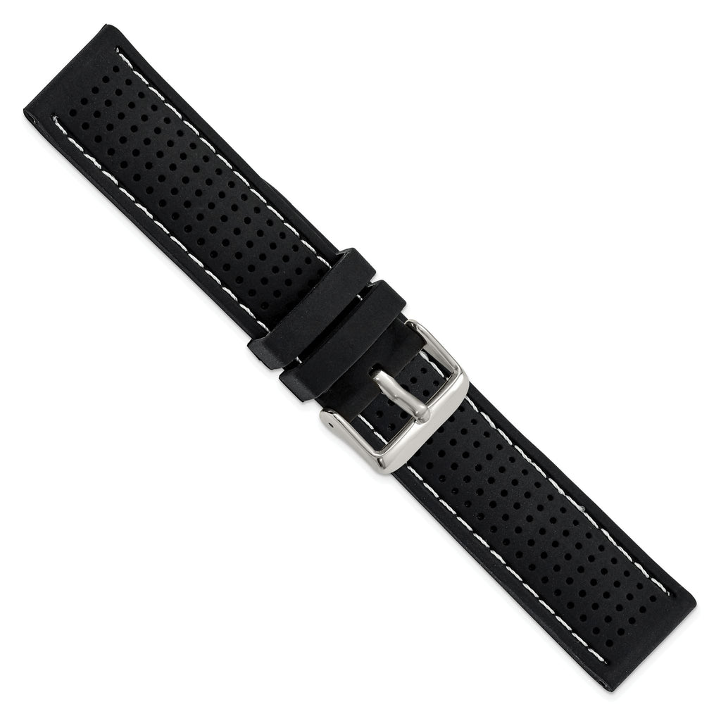 Ventilated Silicone Watch Band in Black, 22mm