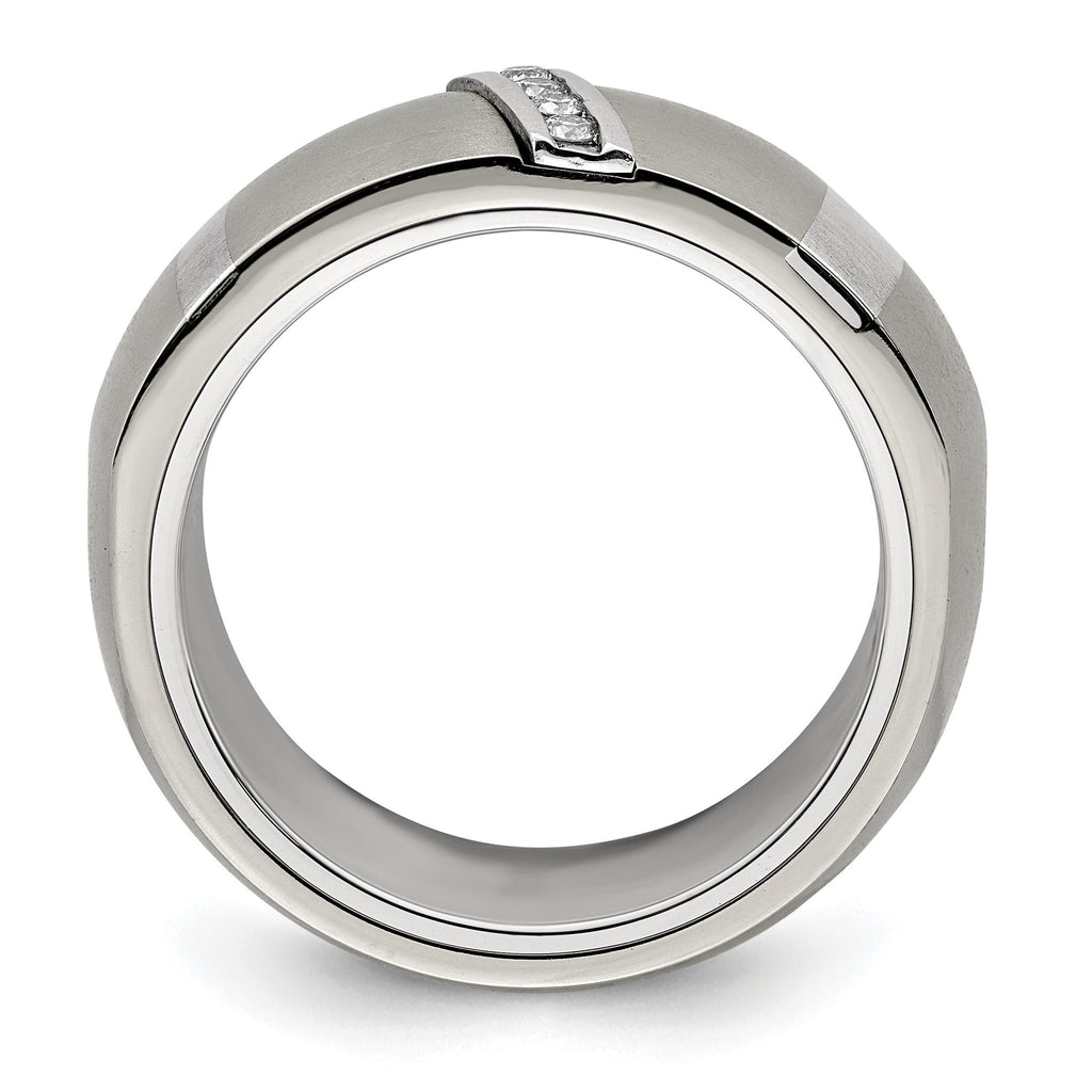 Edward Mirell Titanium and Silver Two-Tone Diamond Wedding Band