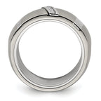 Edward Mirell Titanium and Silver Two-Tone Diamond Wedding Band