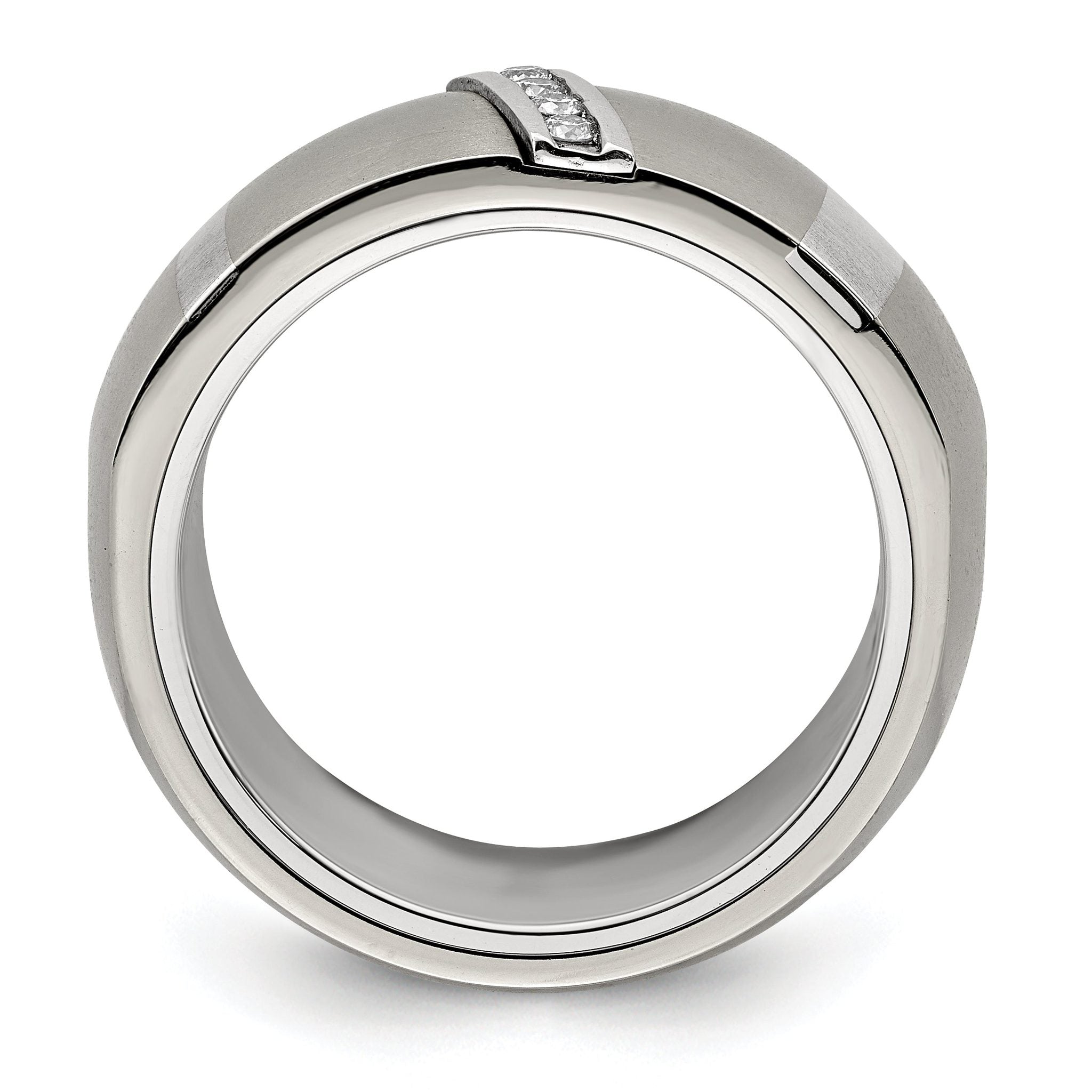 Edward Mirell Titanium and Silver Two-Tone Diamond Wedding Band