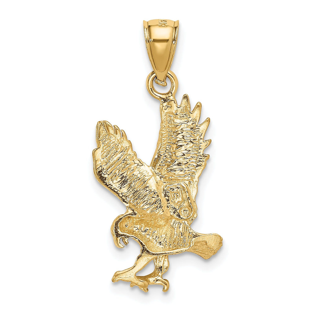 14K Gold Satin Diamond-Cut Eagle Pendant for Men  Bold & Textured Design