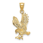 14K Gold Satin Diamond-Cut Eagle Pendant for Men  Bold & Textured Design
