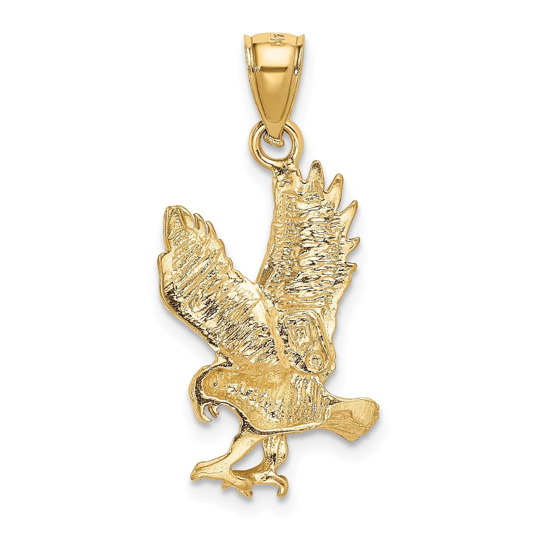 14K Gold Satin Diamond-Cut Eagle Pendant for Men  Bold & Textured Design