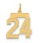 14K Gold Satin Number 24 Charm with Brushed Finish Medium