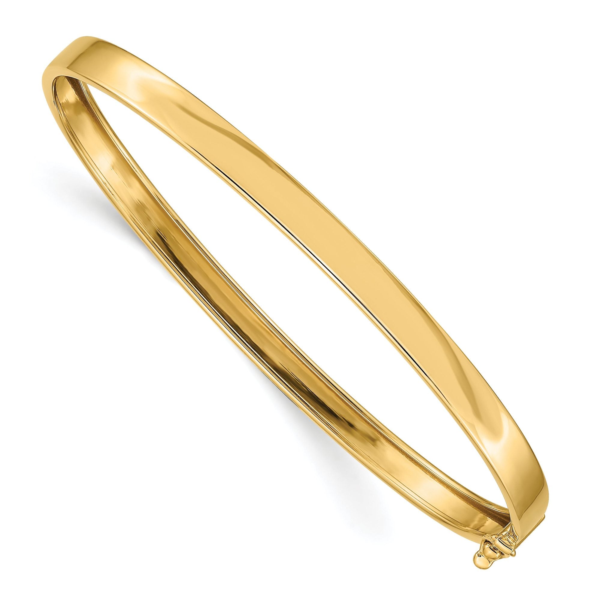 14K Gold Flexible Bangle Bracelet with Polished Finish and Safety Clasp Main image