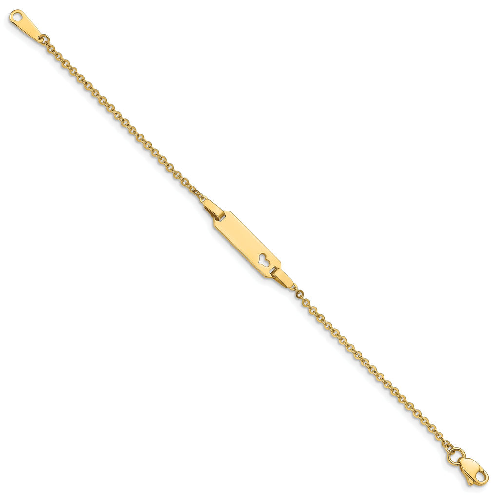 14K Polished Cut-out Heart 18x5mm Plate 6 inch Baby/Child ID Bracelet