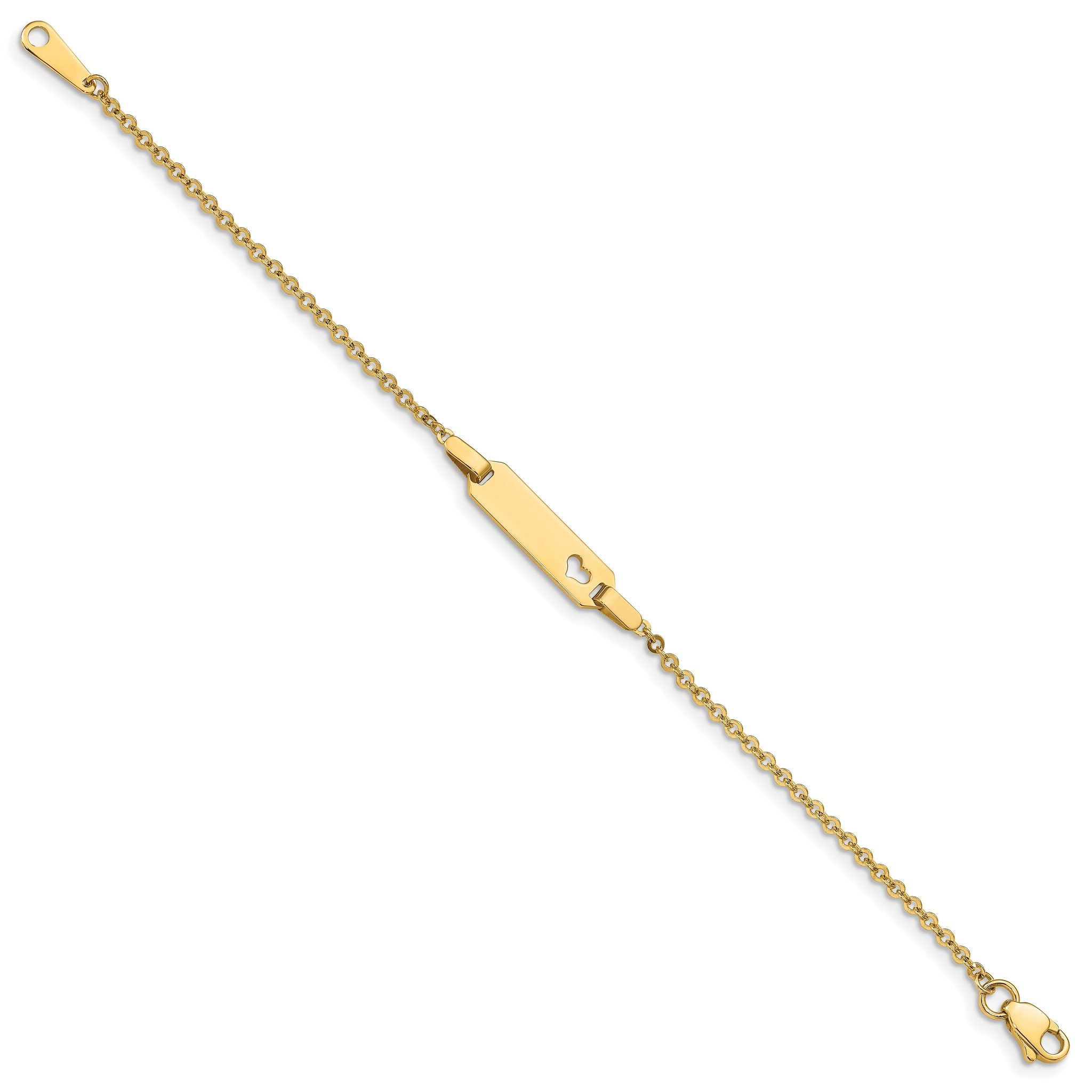 14K Polished Cut-out Heart 18x5mm Plate 6 inch Baby/Child ID Bracelet