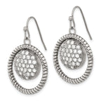 Stainless Steel Polished & Antiqued Cubic Zirconia Drop Dangle Earrings for Women