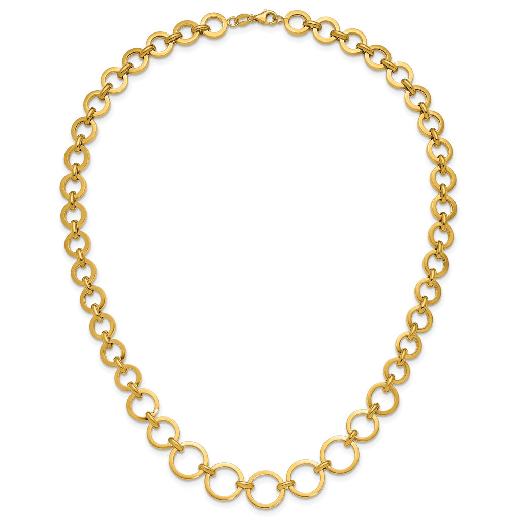 14K Polished Graduated Circle Link Necklace