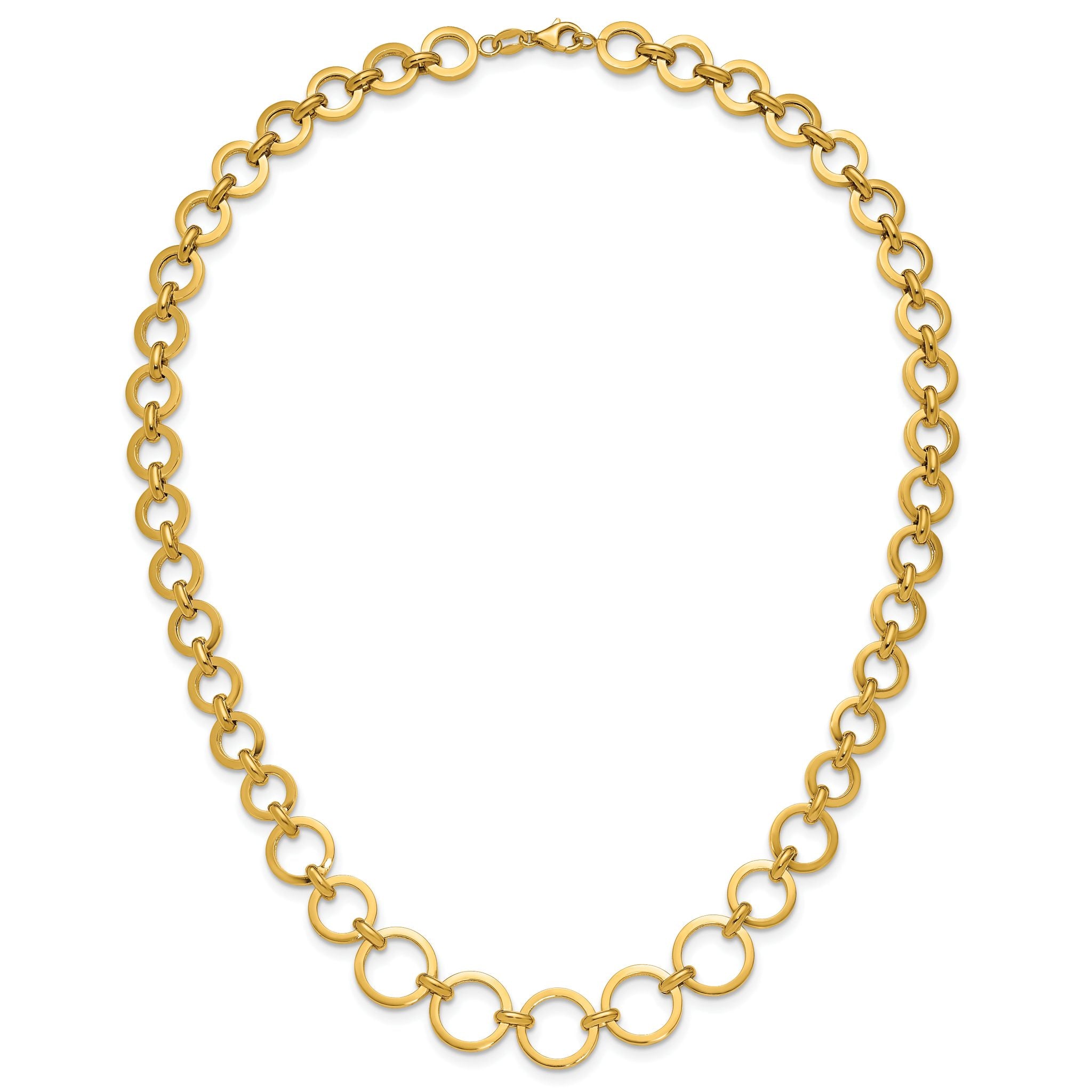14K Polished Graduated Circle Link Necklace