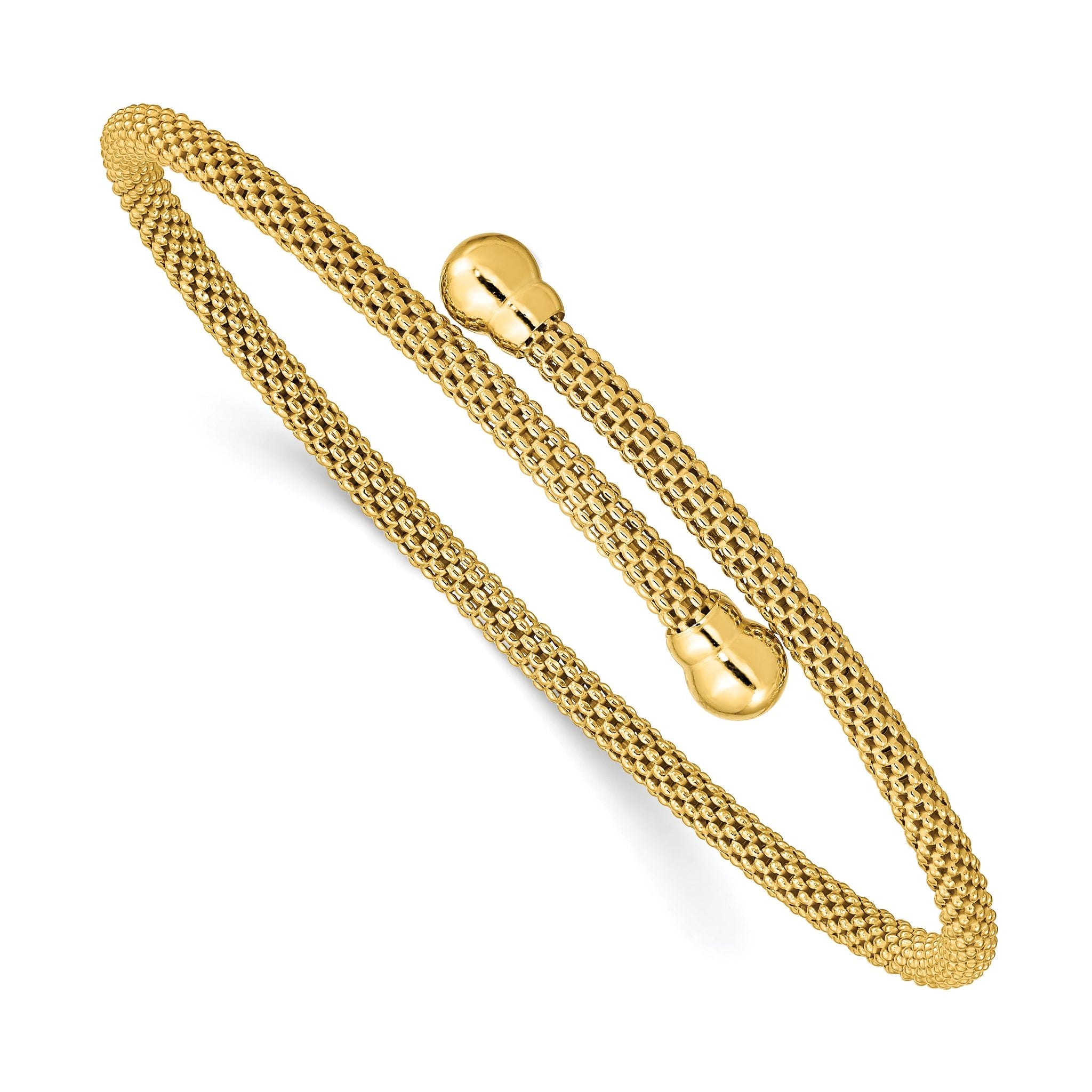 Sterling Silver Gold-tone Textured Flexible Bangle Main image