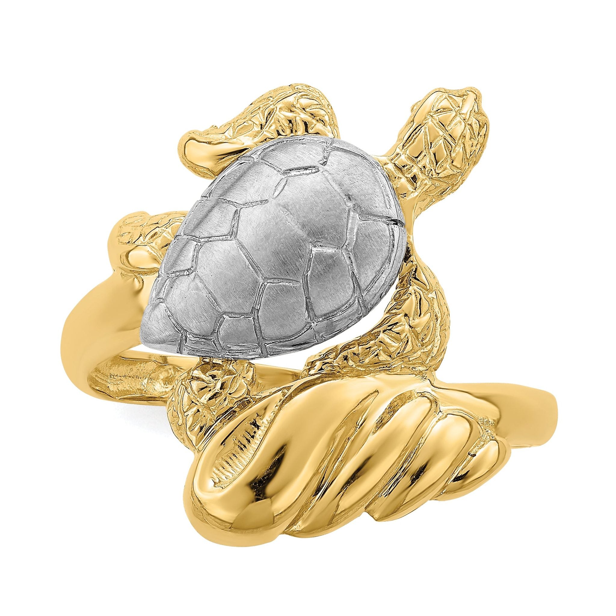 14K W/ Rhodium Turtle Ring