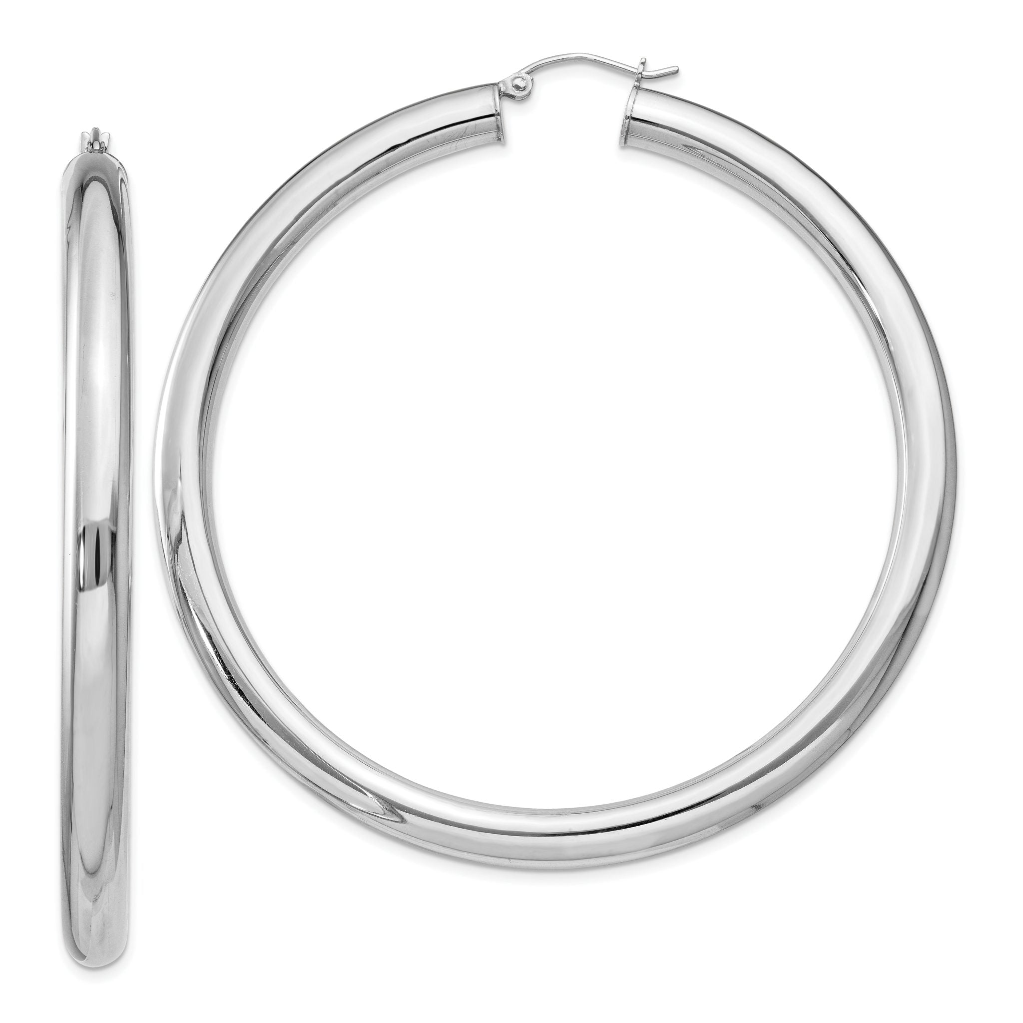 Sterling Silver Rhodium-plated 5mm Round Hoop Earrings Main image