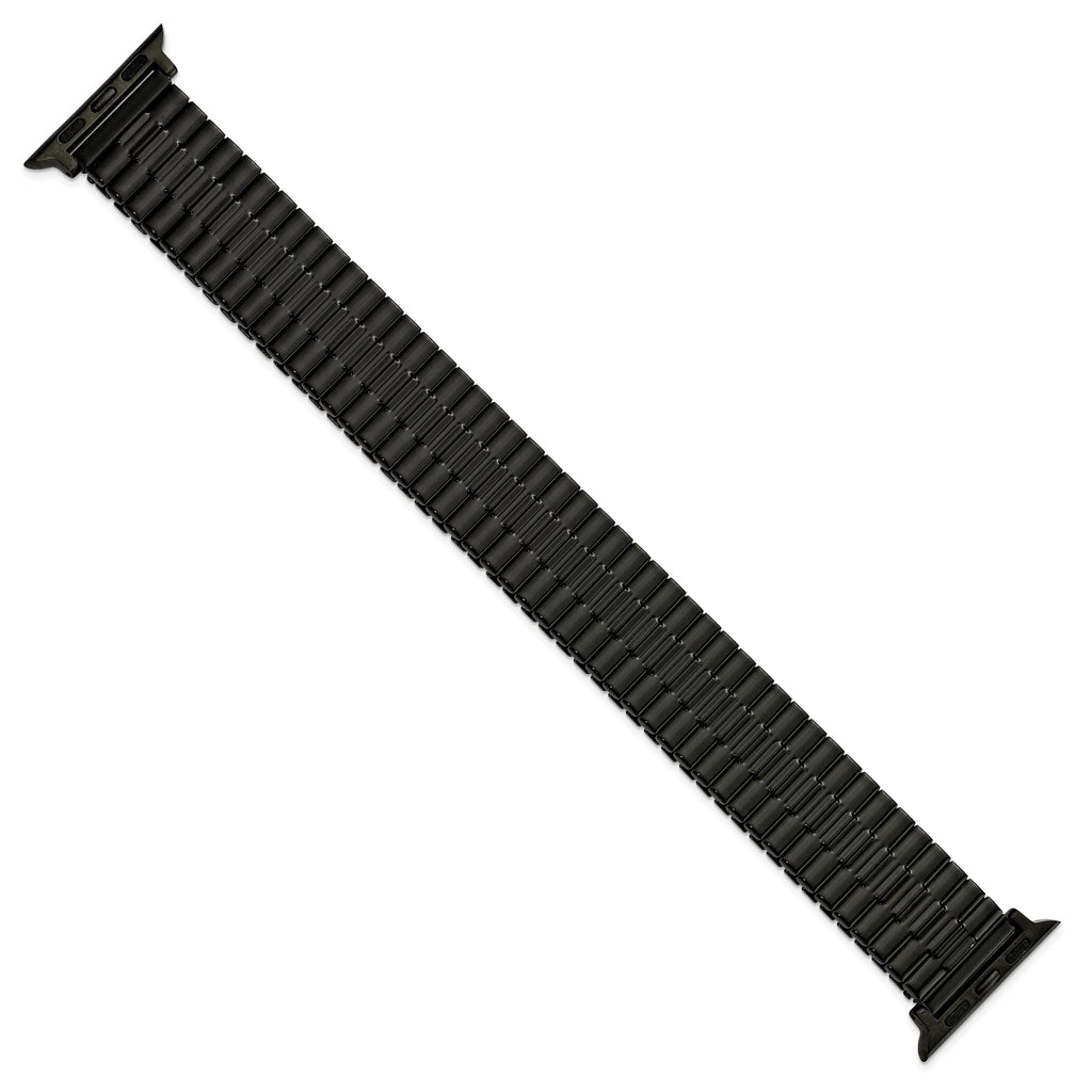 for Apple 38/40mm Smart Watch Mens Long Black Stainless Steel 7.5 inch Expansion Watch Band with Black Adapters