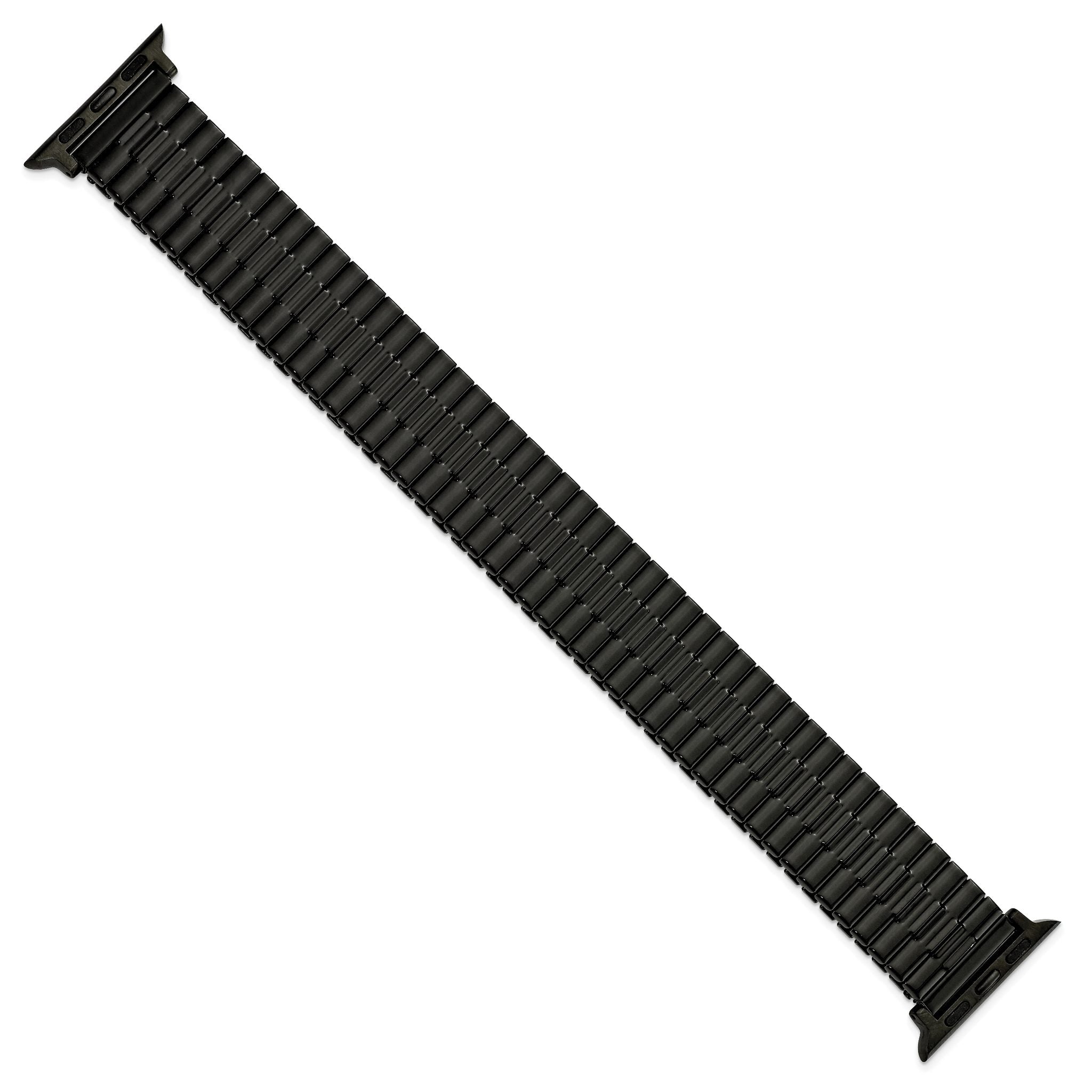 for Apple 38/40mm Smart Watch Mens Long Black Stainless Steel 7.5 inch Expansion Watch Band with Black Adapters