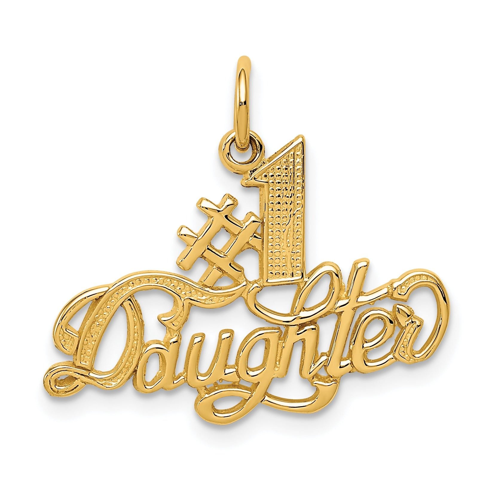 14K Gold #1 Daughter Charm with Flat Back Elegant Gift-Ready Design