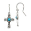 Sterling Silver 925 Turquoise Cross Drop Earrings with Antiqued Finish