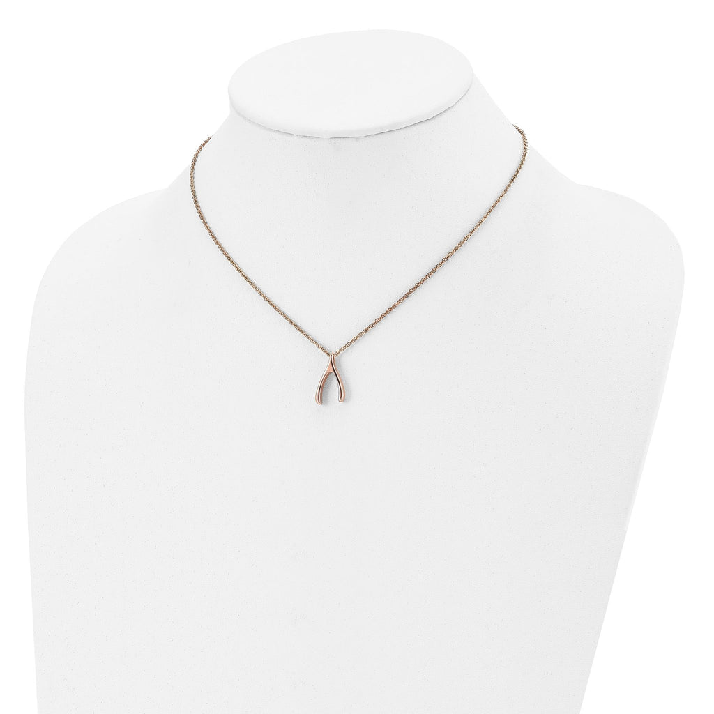 Wishbone Necklace in Rose-Tone Stainless Steel