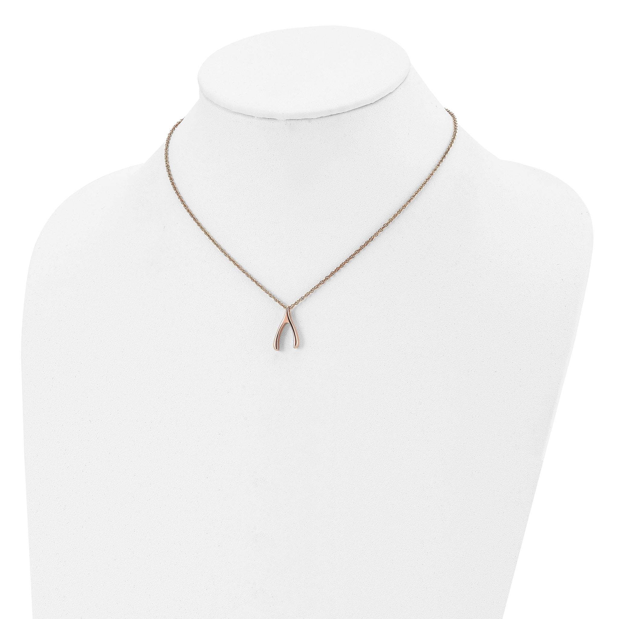 Wishbone Necklace in Rose-Tone Stainless Steel