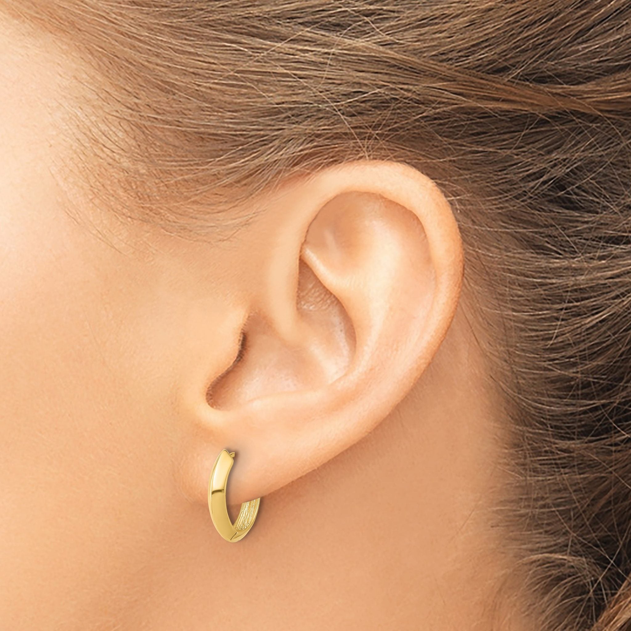 14K Polished Hinged Huggie Earrings