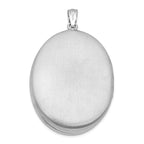 Sterling Silver Rhodium-plated Satin & Enameled Floral 34mm Oval Locket