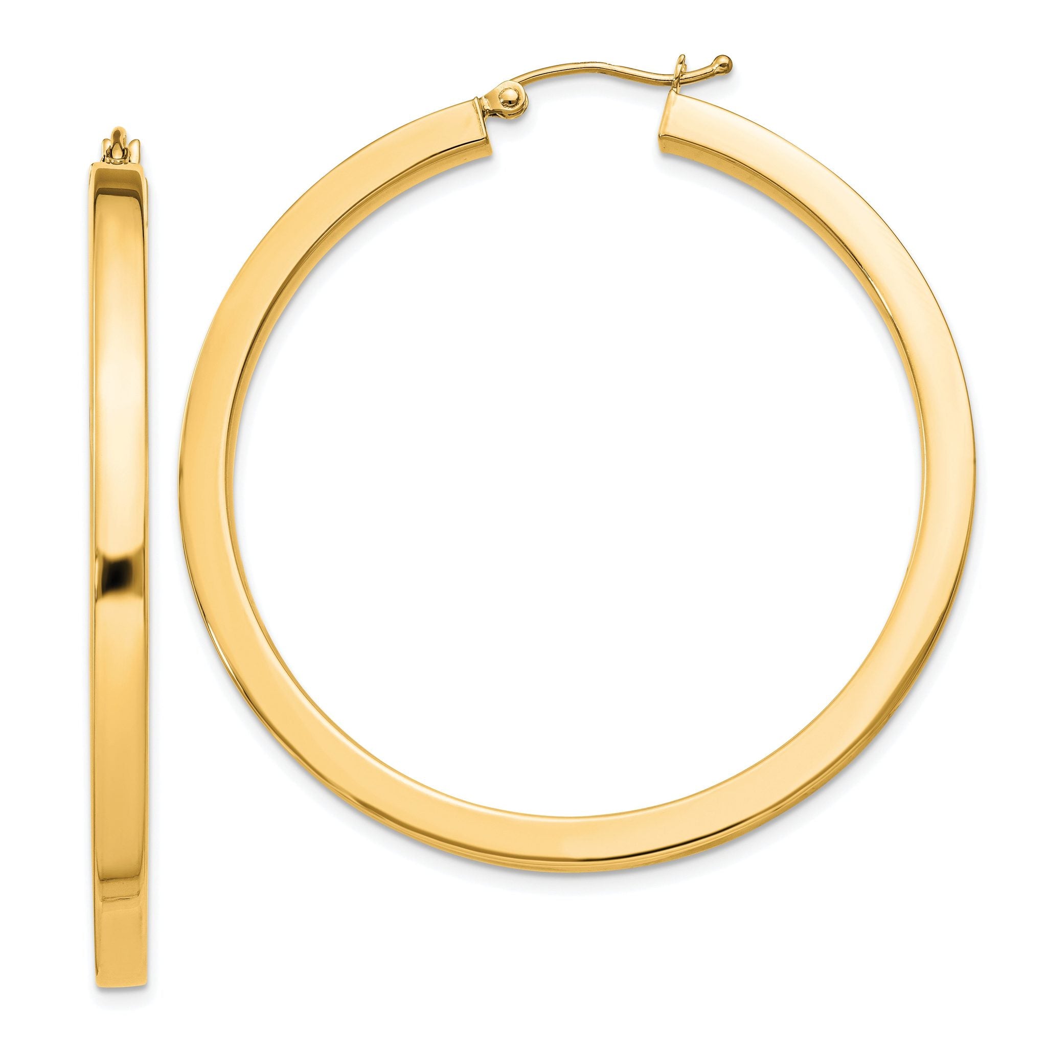 Sterling Silver Flash Gold-plated 3x45mm Square Tube Hoop Earrings Main image