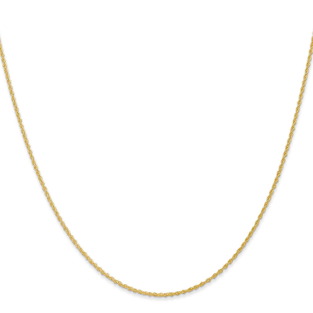 14K Yellow Gold Solid Rope Chain Necklace 1.1mm