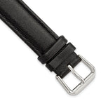 Long Smooth Leather Watch Band in Black with Silver-Tone Buckle, 16mm