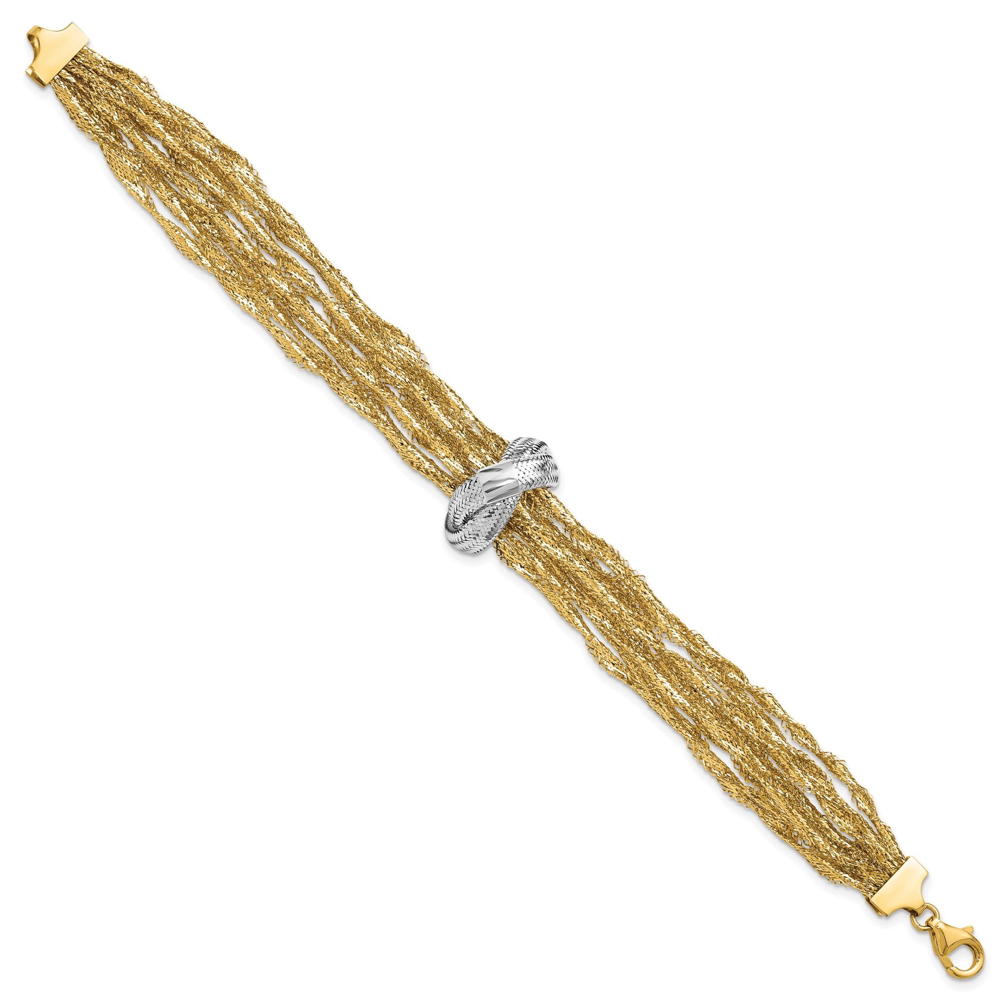 14K with Rhodium Polished Knot Mesh Multi-strand Bracelet Secondary image