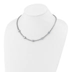 Cheryl M Sterling Silver Rhodium-plated Polished CZ Station with Safety Clasp Necklace