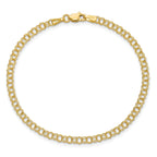 14k 3.5mm Solid Double Link 7 inch Charm Bracelet