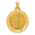 14K Polished and Satin Miraculous Medal Hollow Pendant