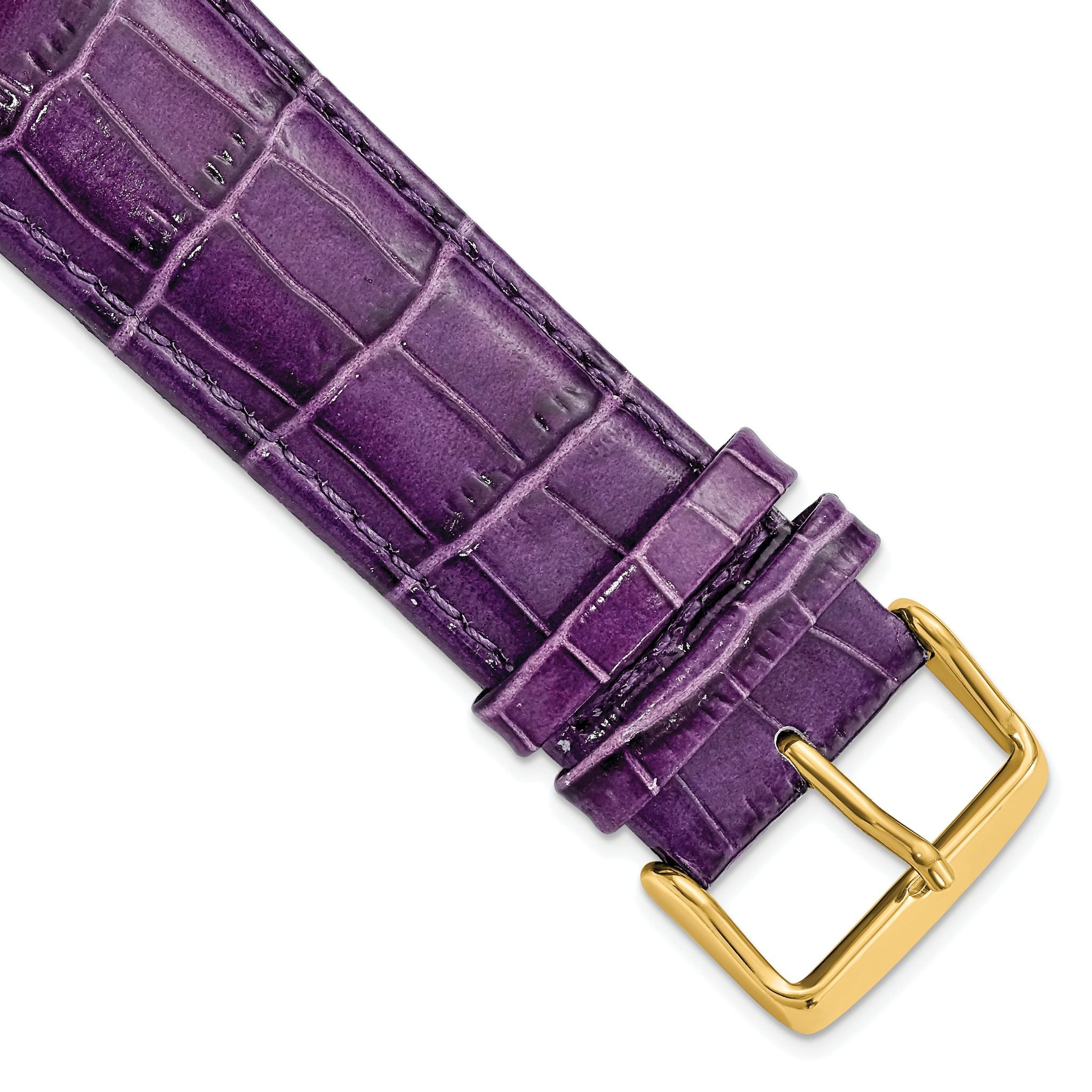 Crocodile-Grain Chronograph Watch Band in Violet Leather, 24mm